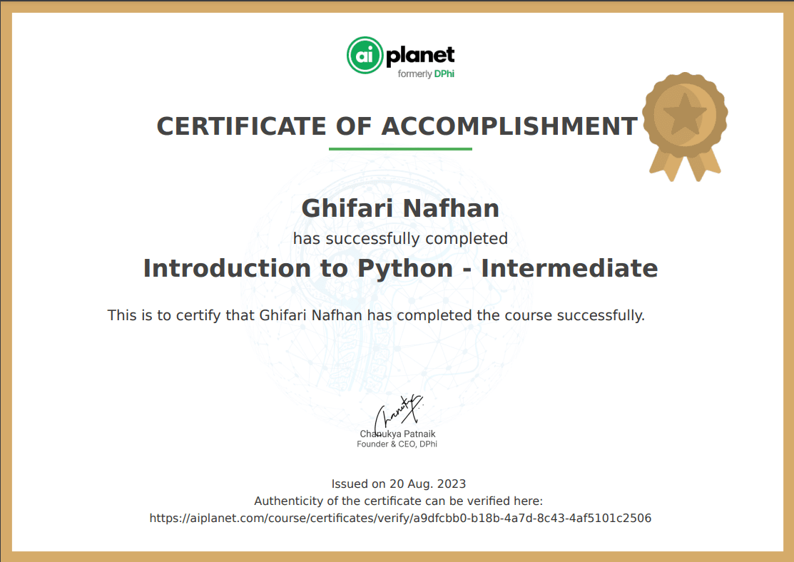 Machine Learning: Introduction to Python - Intermediate certificate, AI Planet